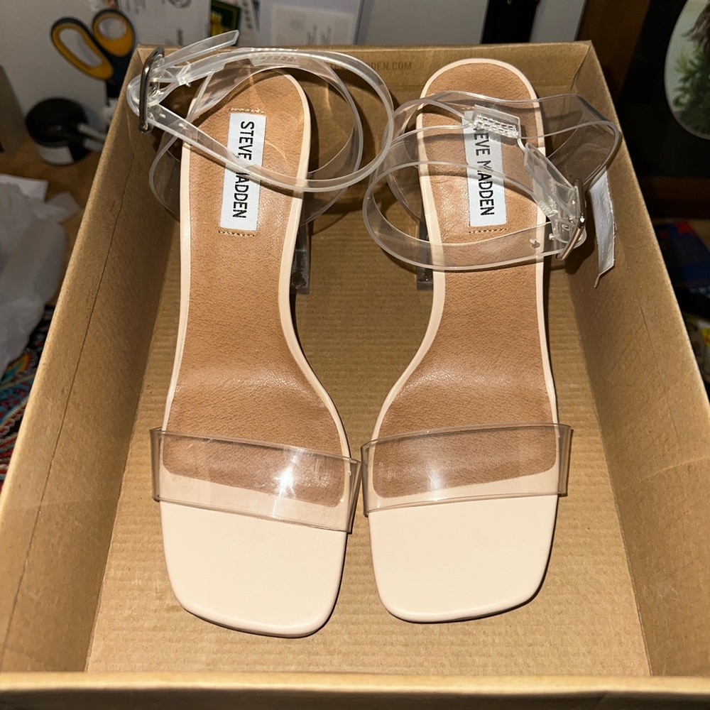 Clear Steve Madden block heels